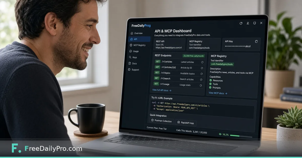 FreeDailyPro API & MCP Are Live — Call 200+ Tools From Your Code or AI Agent